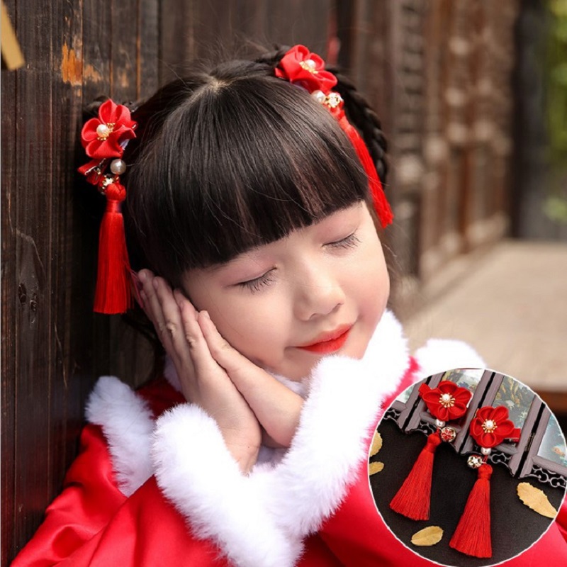 Jewelry Making For Kids - 1pair Chinese Hanfu Hair Accessories Red
