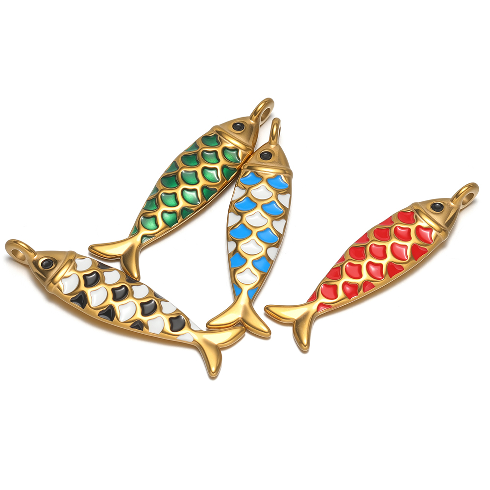 Jewelry Making For Kids - 4pcs Stainless Steel Enamel Solid Fish