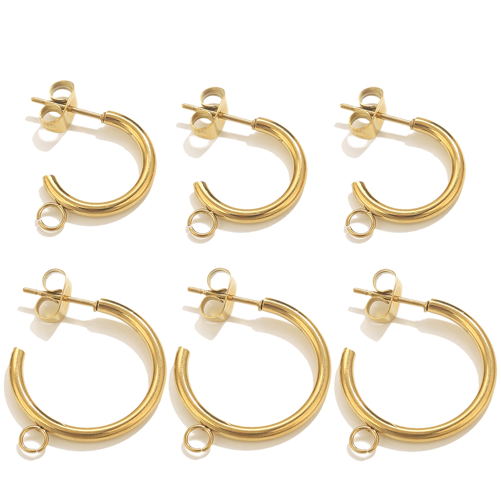 Jewelry Making Materials Wholesale - 6pcs Stainless Steel C-shape Earring Making