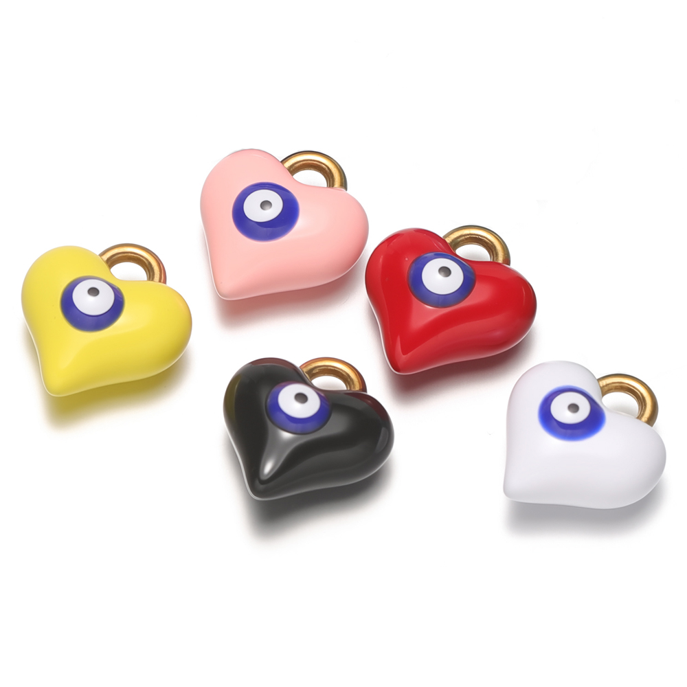 Jewelry Making For Kids - 5Pcs Stainless Steel Enamel Heart Eyes