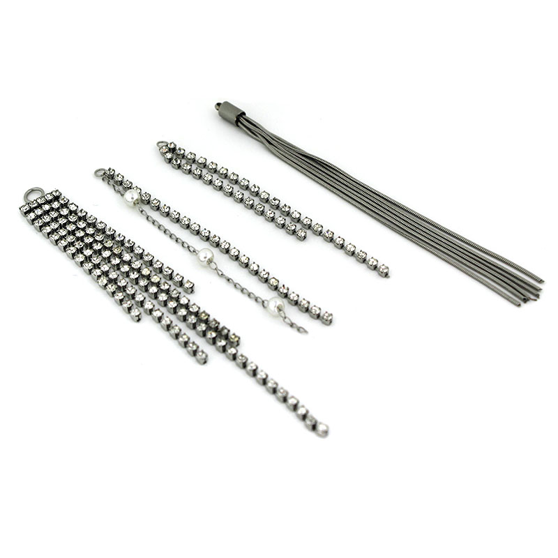 Jewelry Making Materials Wholesale - 2pcs Stainless Steel Rhinestone Chain Tassel