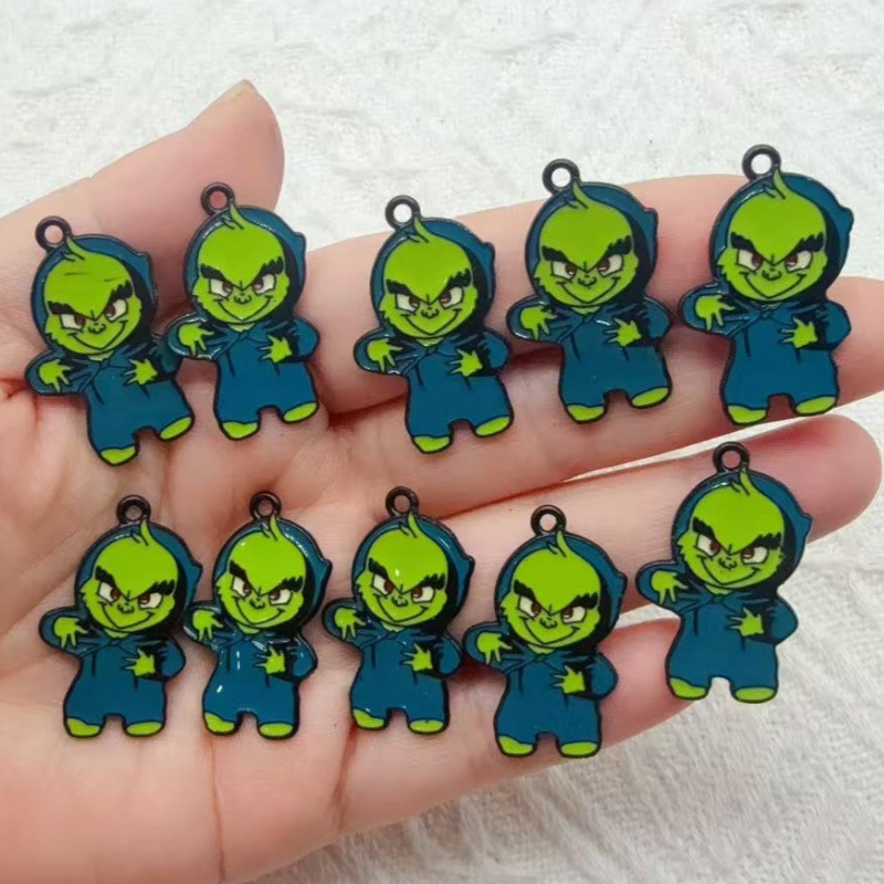 Jewelry Making Factory - 10pcs alloy drip oil cartoon Christmas