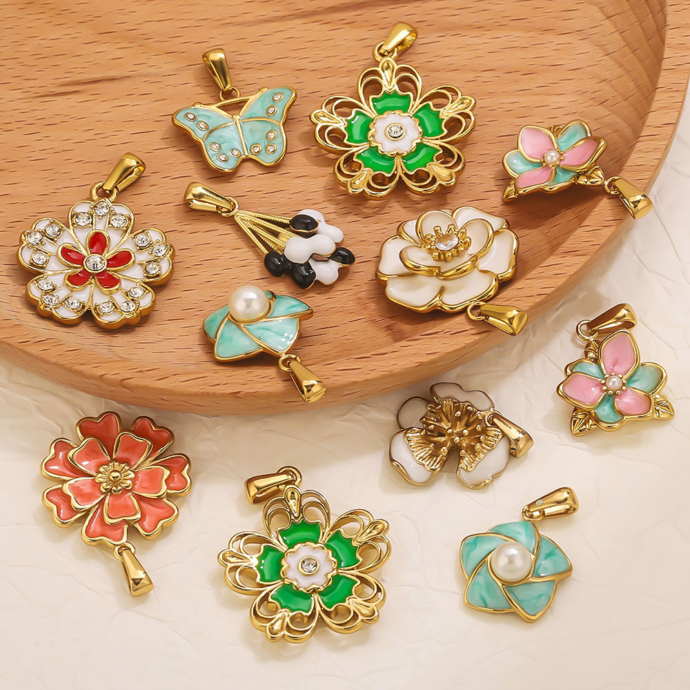 2PCS Stainless Steel Enamel La - Jewelry Making Materials Wholesale ulasan dan harga