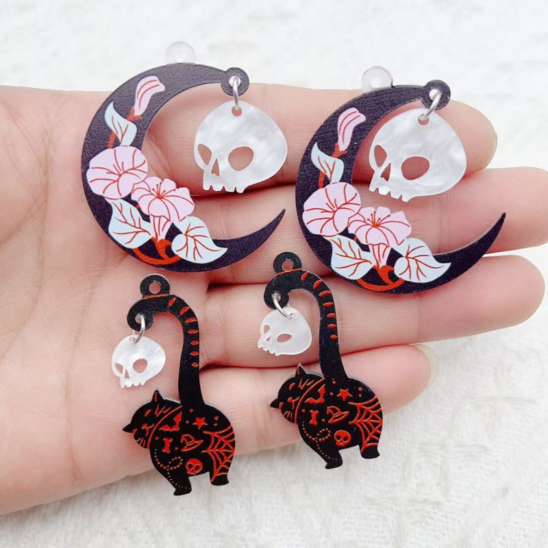 10pcs Halloween Acrylic Ghost  - Jewelry Making Factory ulasan dan harga