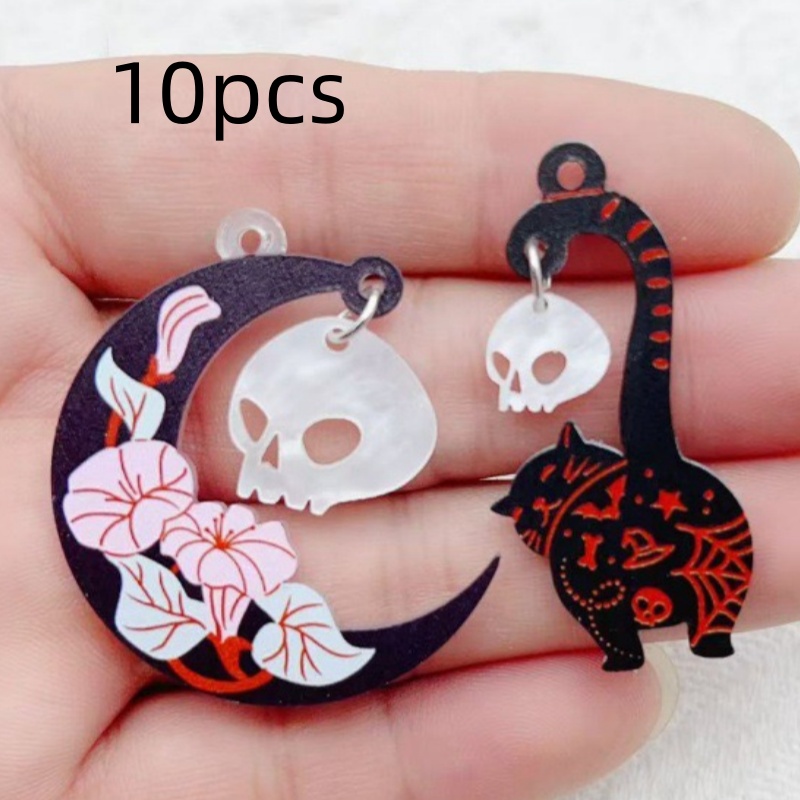 10pcs Halloween Acrylic Ghost  - Jewelry Making Factory ulasan dan harga