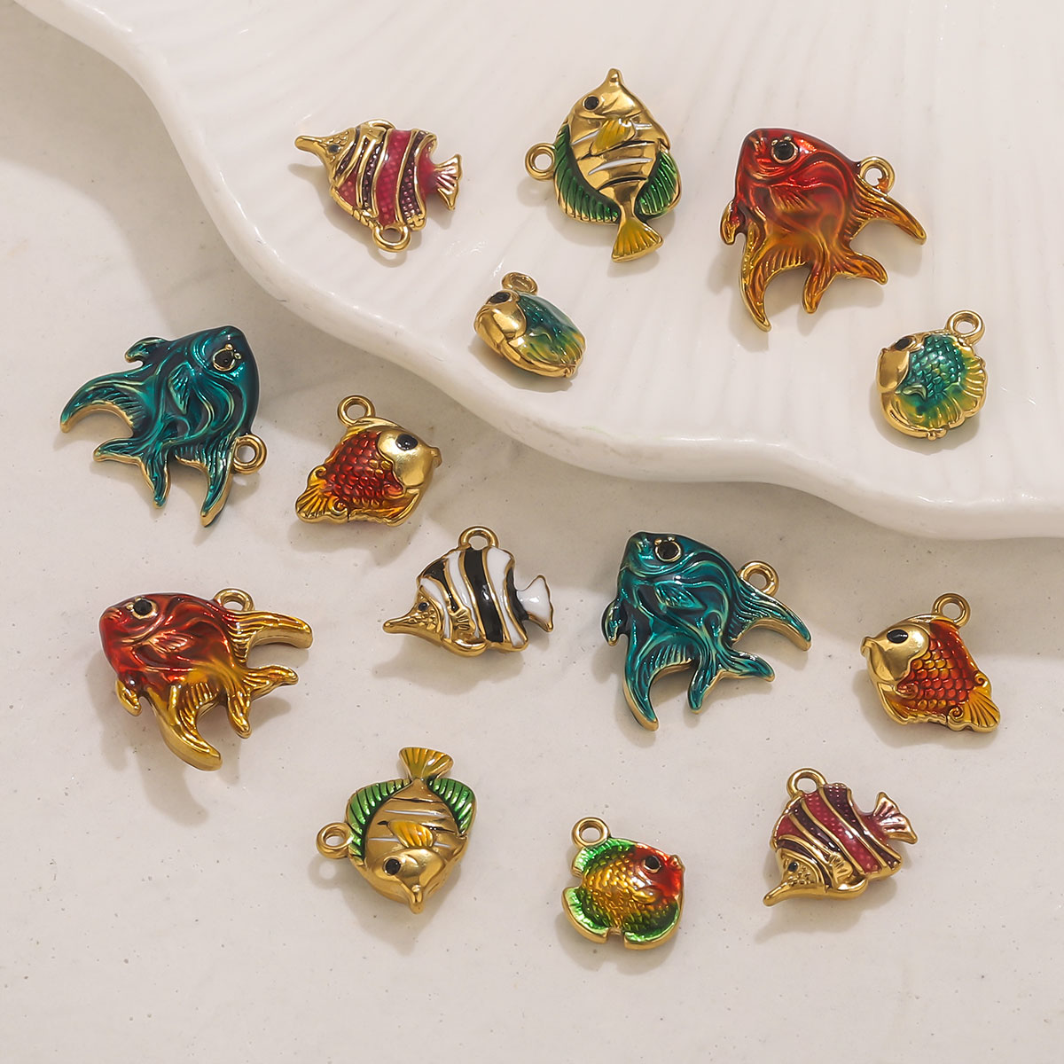 4pcs Stainless Steel Enamel Oc - Jewelry Making Materials Wholesale ulasan dan harga