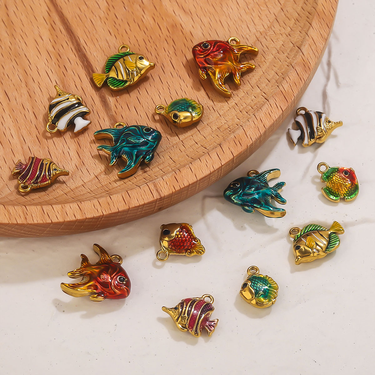 4pcs Stainless Steel Enamel Oc - Jewelry Making Materials Wholesale ulasan dan harga