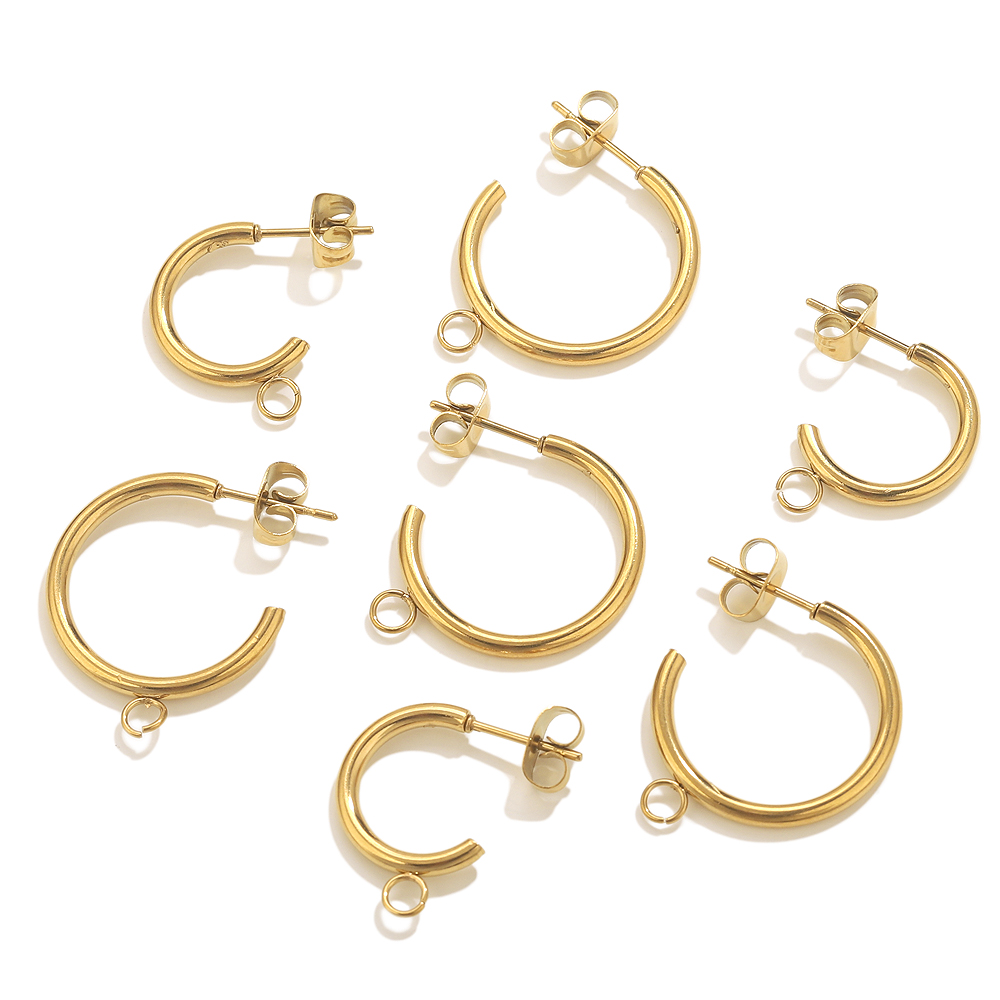 6pcs Stainless Steel C-shape E - Jewelry Making Materials Wholesale ulasan dan harga