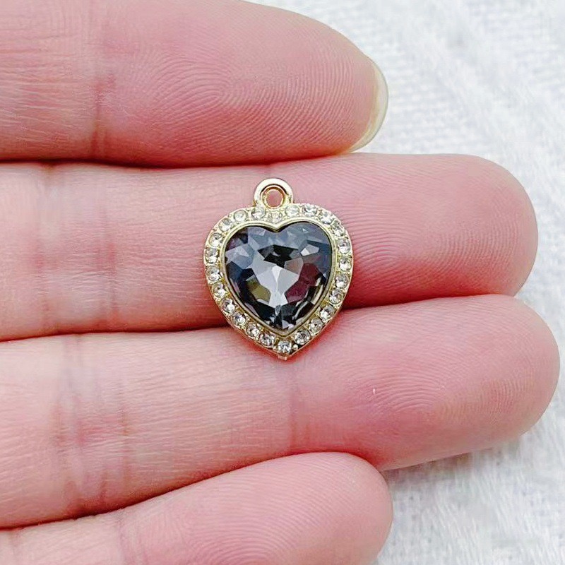 10pcs heart-shaped inlaid colo - Jewelry Making Party ulasan dan harga