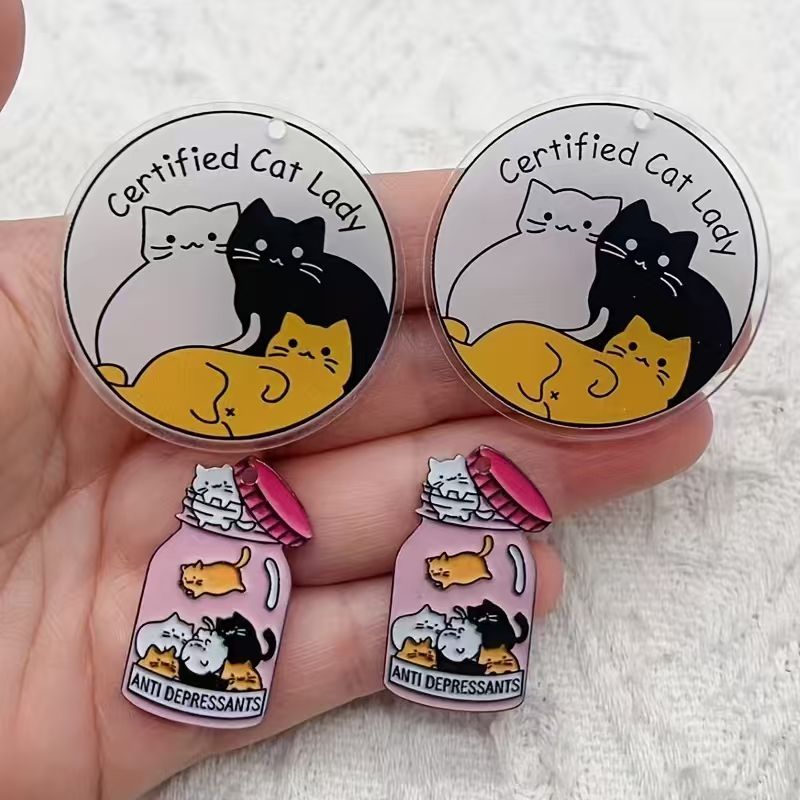10pcs acrylic cute cat pendant - Jewelry Making Party ulasan dan harga