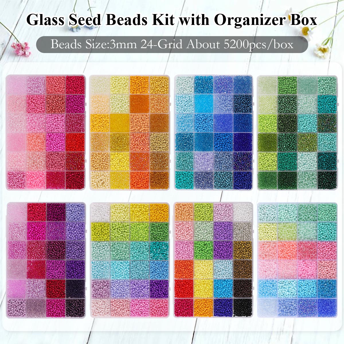 5200pcs 3mm Glass Seed Beads K - Bead Organizer Tray ulasan dan harga