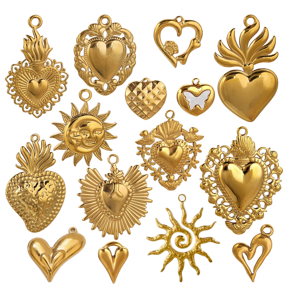 5pcs Stainless Steel Heart Sun - Jewelry Making Materials Wholesale ulasan dan harga