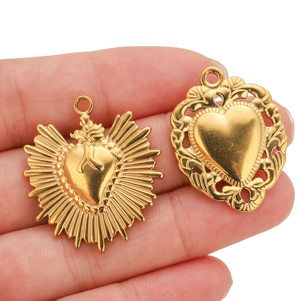 5pcs Stainless Steel Heart Sun - Jewelry Making Materials Wholesale ulasan dan harga