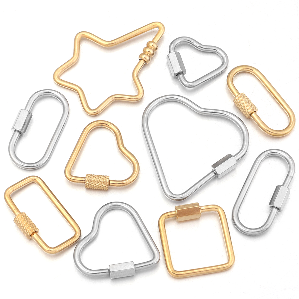 2pcs Gold Stainless Steel Hear - Jewelry Making Essentials ulasan dan harga