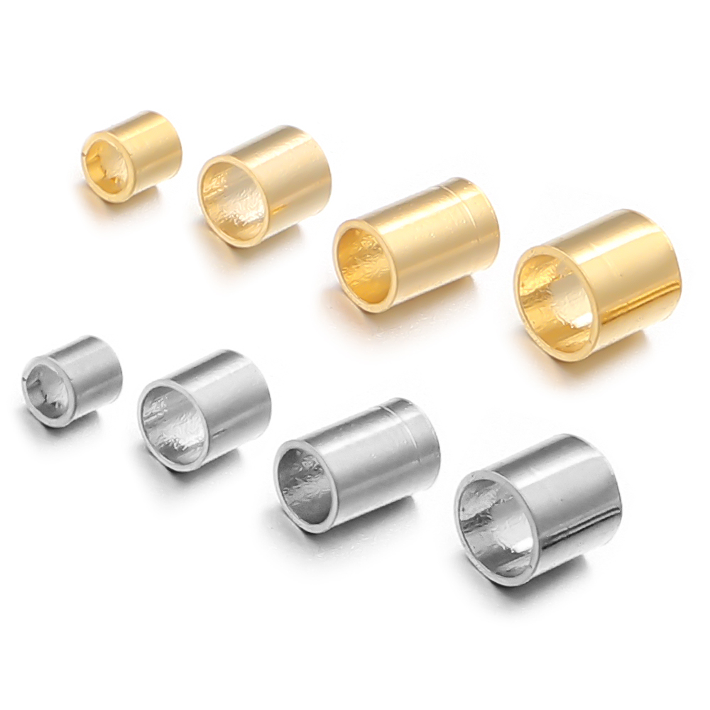 50/100pcs Stainless Steel Crim - Jewelry Making Materials Wholesale ulasan dan harga