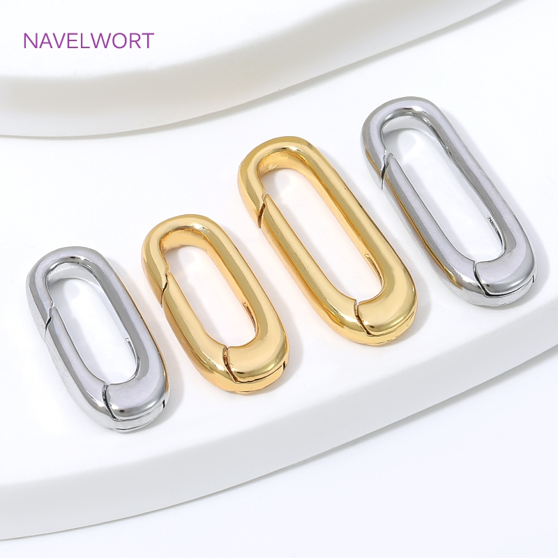 1/2/4Pcs 18K Gold Plated Oval  - Jewelry Making Essentials ulasan dan harga