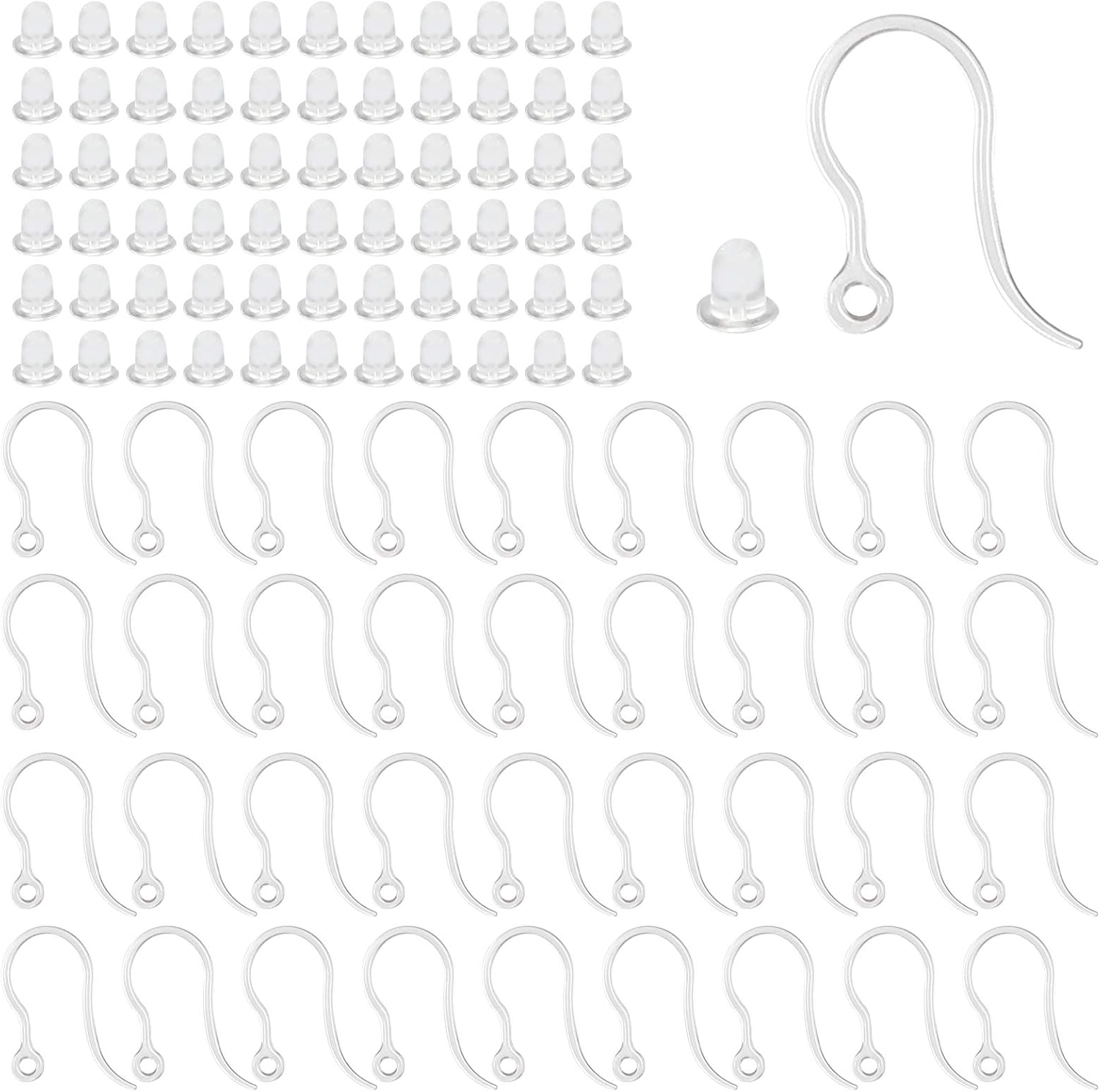 40pcs Clear Plastic Earring Ho - Jewelry Making Essentials ulasan dan harga