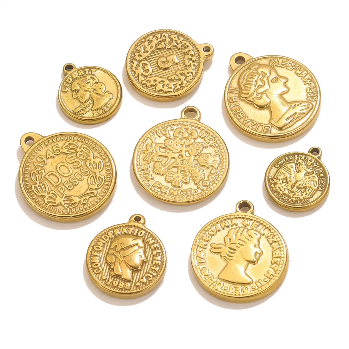 5PCS Stainless Steel Medal Coi - Jewelry Making Materials Wholesale ulasan dan harga