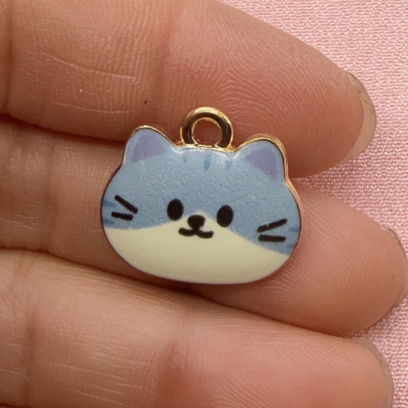 12pcs Printed Cat Head Alloy D - Jewelry Making Factory ulasan dan harga