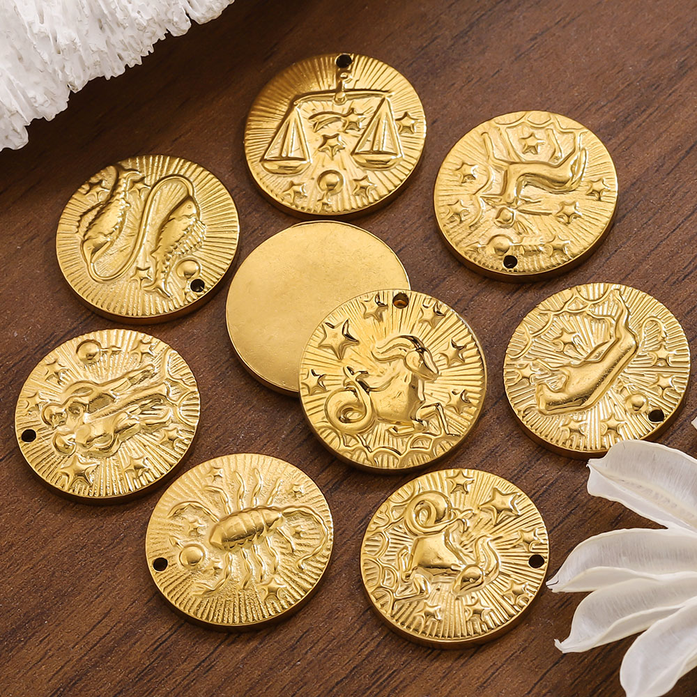 5pcs Stainless Steel 12 Zodiac - Jewelry Making Materials Wholesale ulasan dan harga
