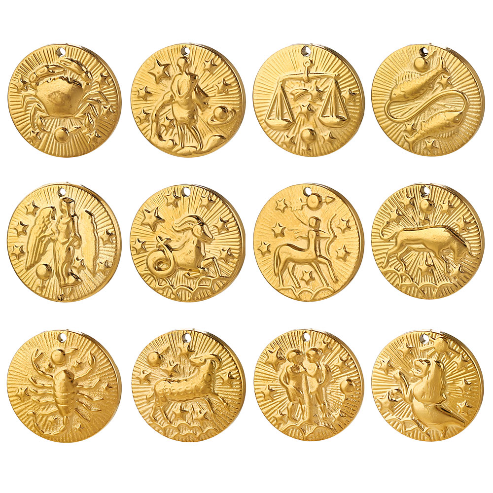5pcs Stainless Steel 12 Zodiac - Jewelry Making Materials Wholesale ulasan dan harga