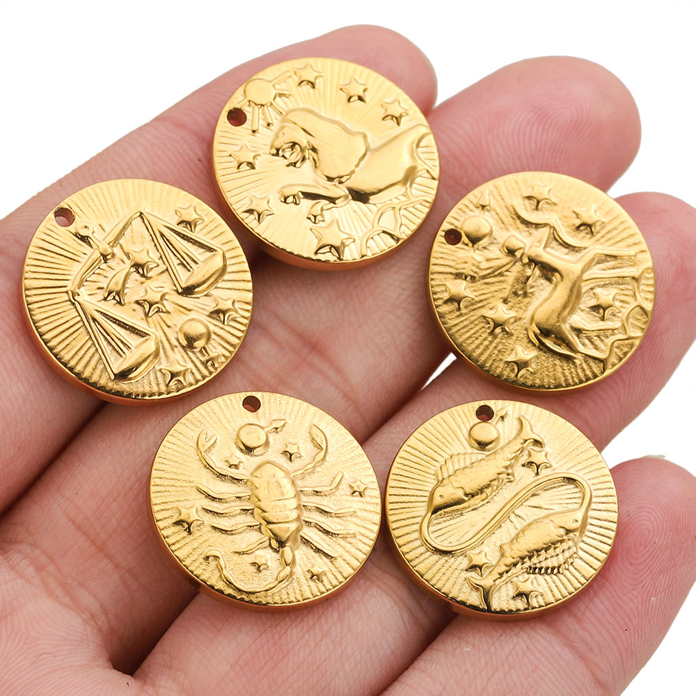 5pcs Stainless Steel 12 Zodiac - Jewelry Making Materials Wholesale ulasan dan harga